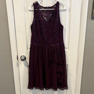 Elegant Purple Lace Midi Dress Size XL